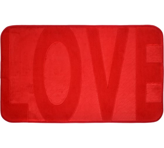 Коврик Vortex Love для ванной c памятью формы 45х75х1.2 см красный пп-пакет 24120