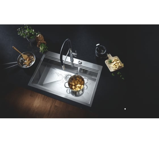 Смеситель для кухонной мойки Grohe Essence профессиональный, темный графит матовый 30294AL0