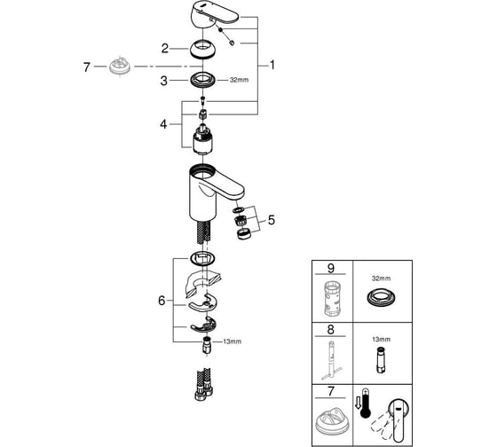 Готовый комплект для ванной комнаты Grohe Eurosmart Cosmopolitan NB0002-2/S
