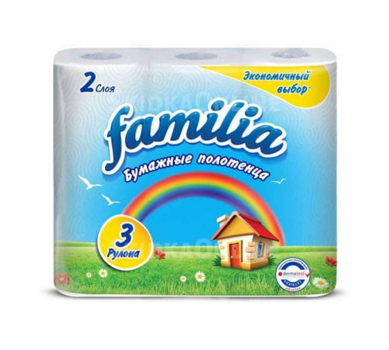 Бумажные полотенца FAMILIA Радуга 2 слоя, 3 рулона, 1/2 листа 1015031415 1