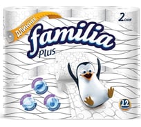 Туалетная бумага FAMILIA PLUS белая, 2 слоя, 12 рулонов 1015031396