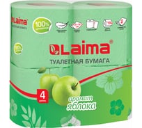 Туалетная бумага ЛАЙМА 2 слоя, 4 рулона, аромат яблока 128722