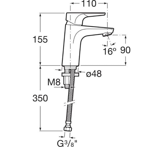 Смеситель для раковины ROCA Atlas 75A3290C0M 00000067360