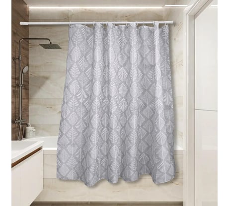Штора для ванной Сантис тканевая 90 г/кв.м pe-210 ромбовидный узор 180x180 см 020631