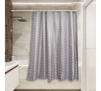 Штора для ванной Сантис тканевая 90 г/кв.м pe-211 серая елочка 180x180 см 020637