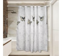 Штора для ванной Сантис тканевая 90 г/кв.м pe-213 бабочки 180x180 см 028514
