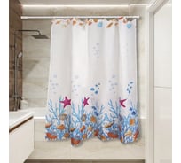 Штора для ванной Сантис тканевая 90 г/кв.м pe-212 морские мотивы 180x180 см 020638