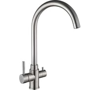 Смеситель Golden Fox, Ломонд д/кухни шар. с высоким изливом, с выходом на две воды 11350 нержав.сталь 1/10 11350-FOX 2