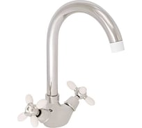 Смеситель для кухни GOTA ROCIO Oliva с двумя рукоятками, с высоким изливом, цветные ручки, белый 333341-GOTA