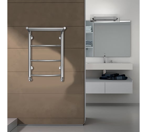 Водяной полотенцесушитель Azario VERONA 400/600 c полкой, 3 перекладины, 1"-1/2", полированный 00088174