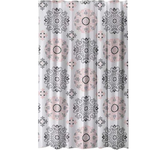 Штора для ванной комнаты Homium Bath Gallery, цвет белый (рисунок калейдоскоп), размер 180*180см showercurtain01 1