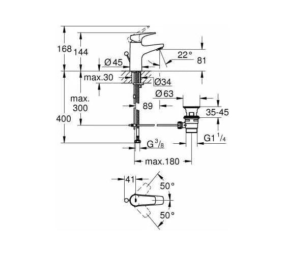 Смеситель для раковины Grohe Start Flow хром 23809000