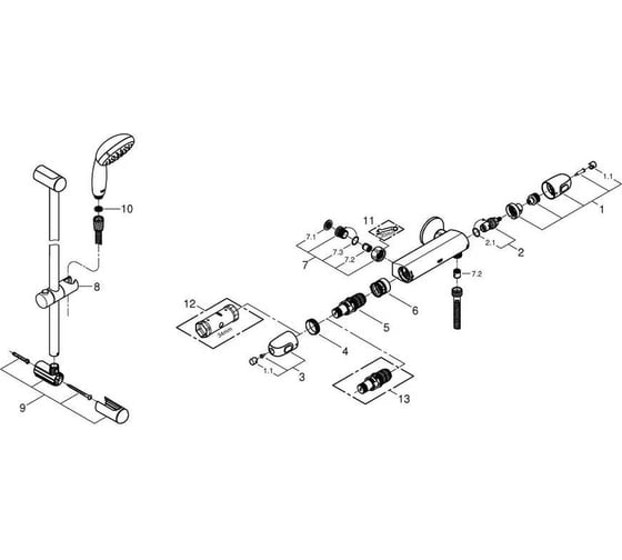 Термостат для душа Grohe Grohtherm 1000 с душевым гарнитуром, хром 34819004