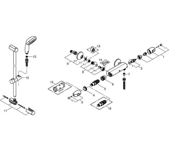 Термостат для душа Grohe Grohtherm 1000 с душевым гарнитуром, хром 34824004