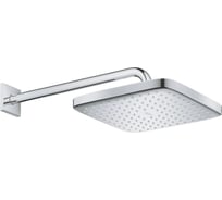 Верхний душ Grohe Tempesta CUBE 250, квадратный низ-хром, верх-белый + душевой кронштейн 380 мм, хром 26687000