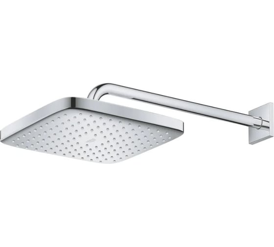 Верхний душ Grohe Tempesta CUBE 250, квадратный низ-хром, верх-белый + душевой кронштейн 380 мм, хром 26687000