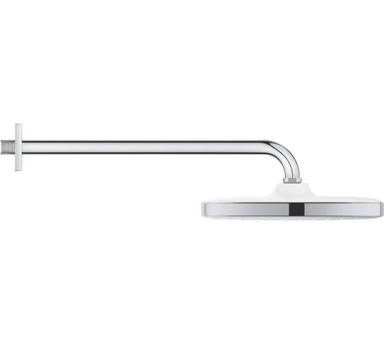 Верхний душ Grohe Tempesta CUBE 250, квадратный низ-хром, верх-белый + душевой кронштейн 380 мм, хром 26687000
