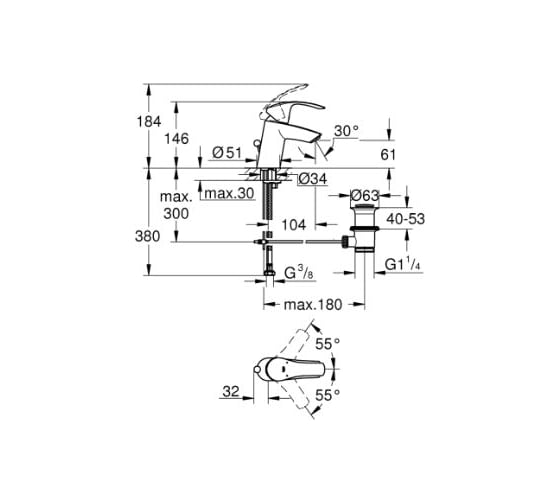 Готовый набор для ванной Grohe Eurosmart New, смесители для ванны, раковины, душевой набор, хром 123582