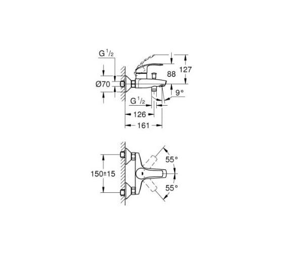 Готовый набор для ванной Grohe Eurosmart New, смесители для ванны, раковины, душевой набор, хром 123582