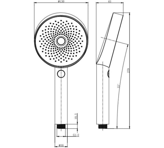 Ручной душ ALLEN BRAU PRIORITY 3.0 ф130мм, ABS, 3 режима, графит браш 5.31B20-MG 00323743