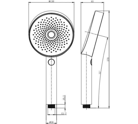 Ручной душ ALLEN BRAU PRIORITY 3.0 ф130мм, ABS, 3 режима, браш.никель 5.31B20-BN 00298825
