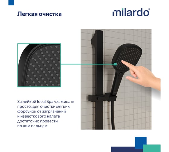 Лейка для душа Milardo ideal spa черная матовая, 3f, ILS3FB0M18