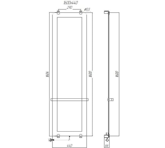 Полотенцесушитель электрический ALLEN BRAU INFINITY, зеркало 1600x440мм 8.21005.GL 275621 00275621