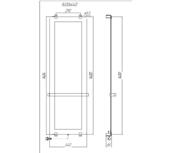 Полотенцесушитель электрический ALLEN BRAU 8.21004.GL INFINITY, зеркало 1400x440мм 275620 00275620