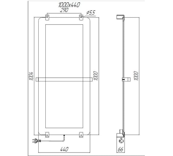 Полотенцесушитель электрический ALLEN BRAU INFINITY, зеркало 1000x440мм 8.21002.GL 275618 00275618
