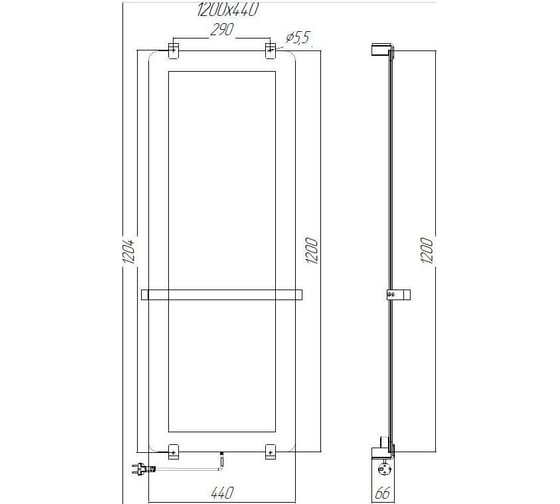 Полотенцесушитель электрический ALLEN BRAU INFINITY, стекло 1200x440мм, черный матовый 8.21003.31 321130 00321130