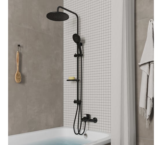 Душевой гарнитур с тропической лейкой Milardo ideal spa черный матовый ILSBL3FM76