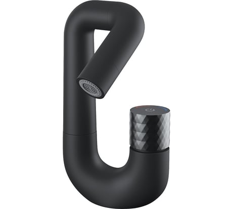 Смеситель для умывальника IDDIS Twist с управлением push control, черный матовый TWIBLBTi01