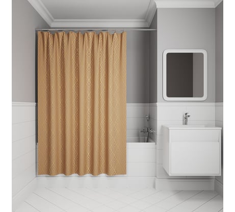 Штора для ванной IDDIS 200x180 см, полиэстер, коричневый BG04P18i11