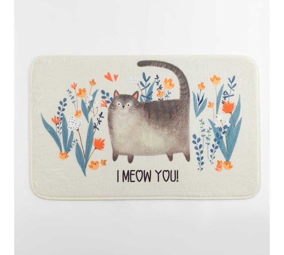 Коврик для ванной Этель I meow you, 80x50 см, велюр 5399389 1