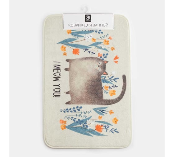 Коврик для ванной Этель I meow you, 80x50 см, велюр 5399389