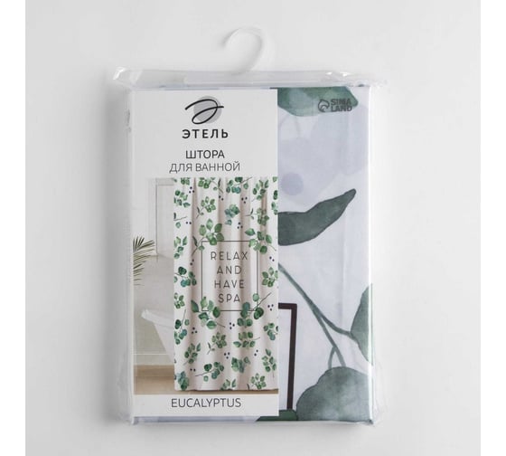 Штора для ванной Этель Eucalyptus 145x180 см, полиэстер 5494680