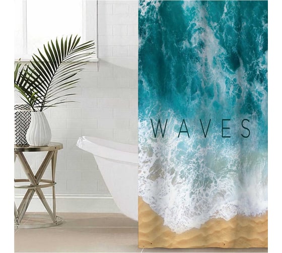 Штора для ванной Этель Waves 145x180 см, полиэстер 5494674