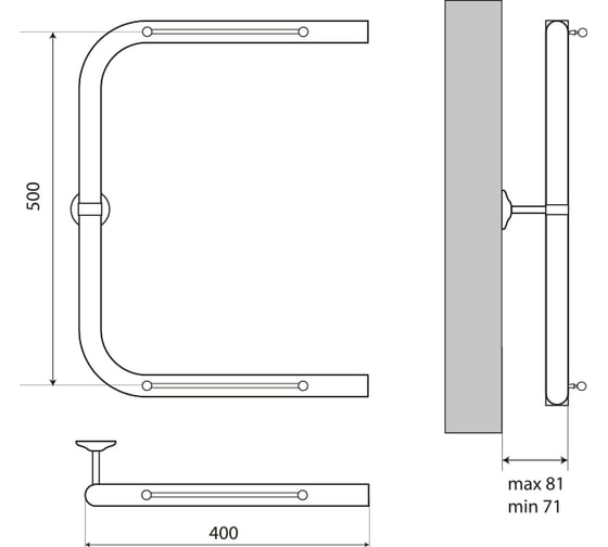 Полотенцесушитель Melodia della vita Moon Shelf 50x40 П-образный без кронштейна MTRMS5040 13421