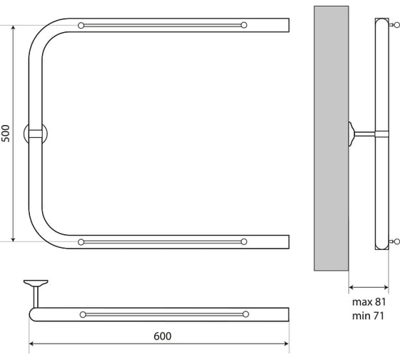 Полотенцесушитель Melodia della vita Moon Shelf 50x60 П-образный без кронштейна MTRMS5060 13423