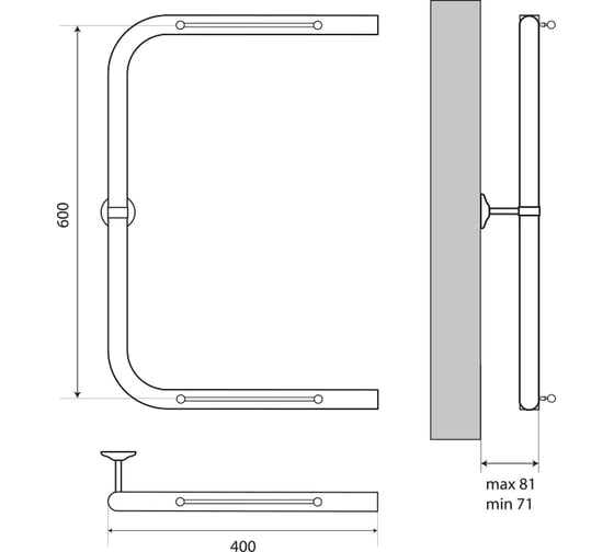 Полотенцесушитель Melodia della vita Moon Shelf 60x40 П-образный без кронштейна MTRMS6040 13424