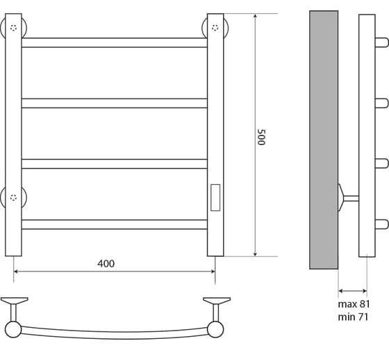 Полотенцесушитель MELODIA Classica Electro Ferrum 40x50 П4 cухой ТЭН 67 Вт встроенный диммер MTRCEF4050bk 12135