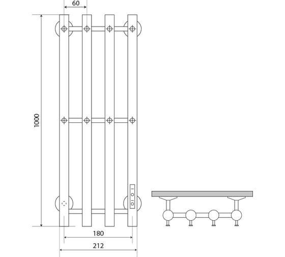 Полотенцесушитель MELODIA Blues Electro Ferrum 100x21 П4 8 крючков MTRBEF10021bk черный 18302