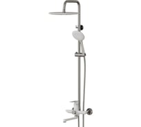 Душевая система MIXLINE смеситель, картридж 35 мм, с изливом + лейка 3 позиции + душевой шланг + тропический душ, белый ml2415 553212