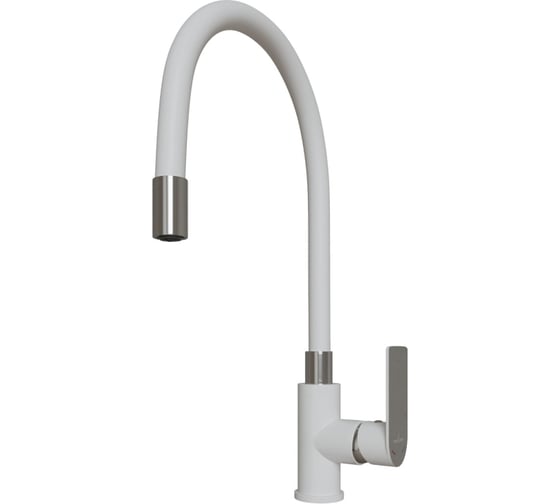 Смеситель для кухни MIXLINE "City white" картридж 35 мм, гибкий излив, боковая ручка, под шпильку ml33-098 553228
