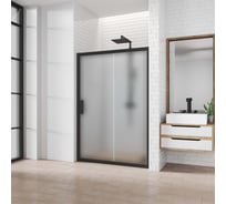 Дверь в душевую нишу GuteWetter gwmpkb019d2 135x200 см, профиль черный матовый, стекло матовое закаленное 6 мм 4698031924875