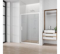 Дверь в душевую нишу GuteWetter gwmpkb019d2 140x200 см, профиль белый матовый, стекло бесцветное закаленное 6 мм 4698031635948