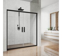 Дверь в душевую нишу GuteWetter gwmpkb019d4 145x200 см, профиль черный матовый, стекло бесцветное закаленное 6 мм 4698031925841