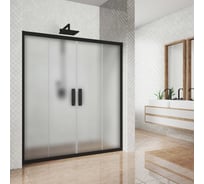 Дверь в душевую нишу GuteWetter gwmpkb019d4 155x200 см, профиль черный матовый, стекло матовое закаленное 6 мм 4698031926077