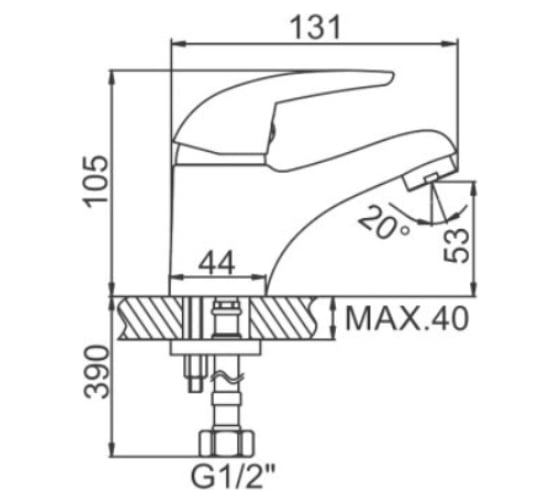 Смеситель для умывальника LEDEME L1038-B 808162