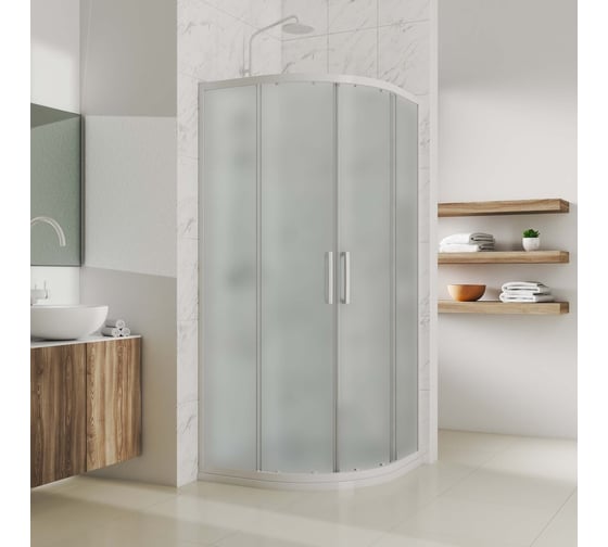 Душевой уголок GuteWetter gwmpkb018r 125x125x200 см, профиль белый матовый, стекло матовое закаленное 6 мм 4698031634729 1